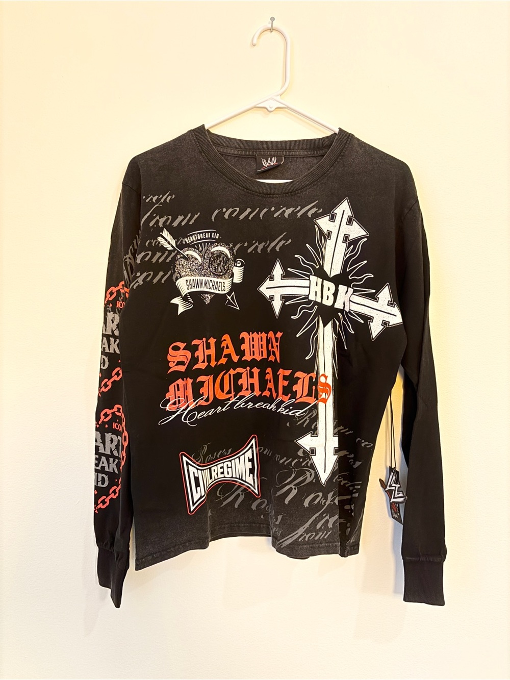 Men's Black Shawn Michaels Civil Regime Raise Hell Boxy Long Sleeve T-Shirt